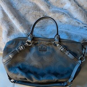 Coach Black and Gray Circle Pattern Shoulder Bag